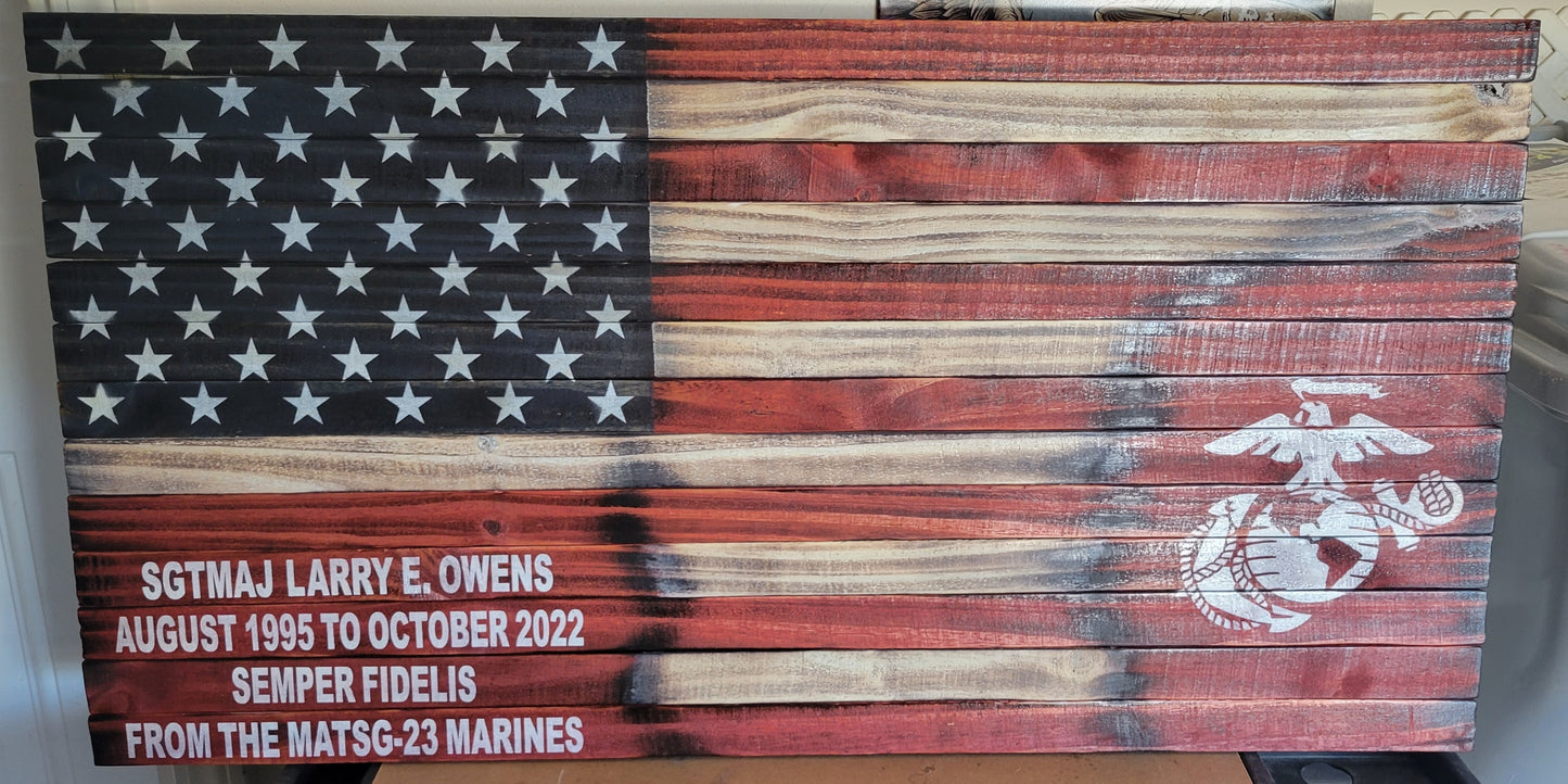 Custom Military Wooden American Flag