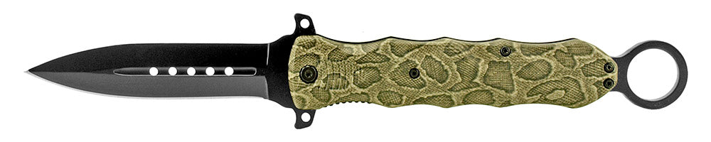 6.25" Stileto Spring Assisted with Finger Loop Grip - Snake