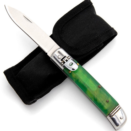 Automatic Volatile Toxin Lever Lock Knife with Translucent Green Handle