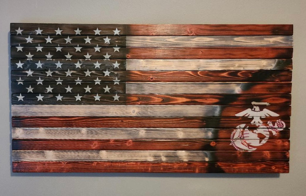 U.S. Marine Wooden American Flag
