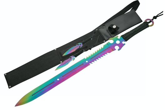 Dead Walker Skull Ninja Sword and 2 Throwing Knives