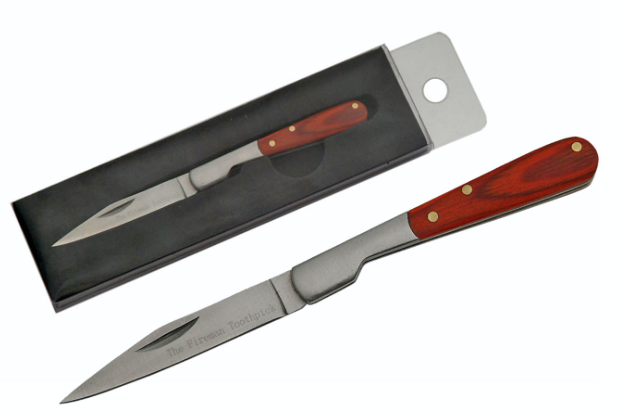 3" TOOTHPICK - "THE FIREMAN TOOTHPICK" PRINTED ON BLADE