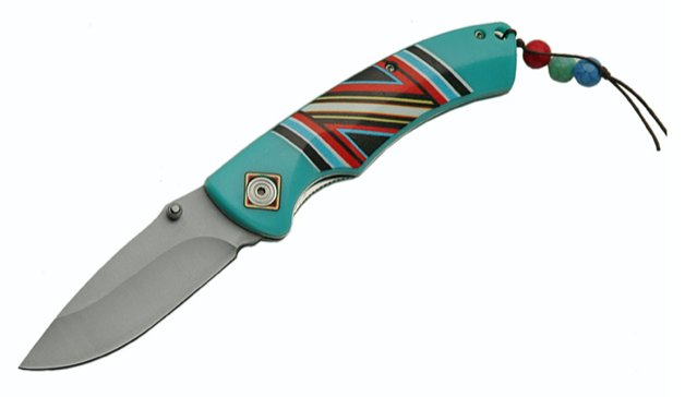 4.5" NATIVE STRIPE TURQUOISE FOLDER