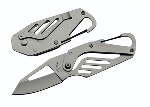 3" TOOL KNIFE CARABINER FOLDER - SILVER