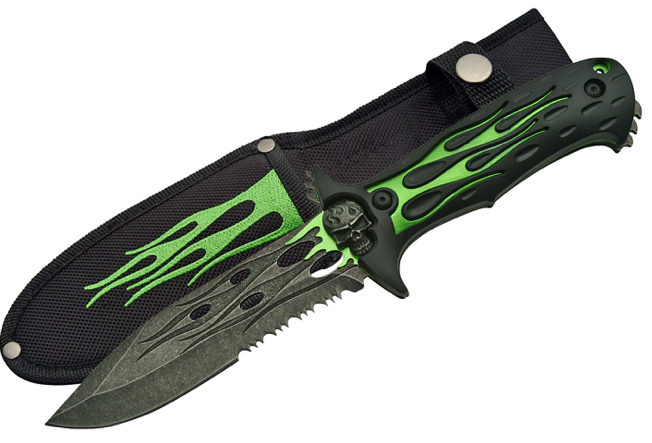 10" FLAME SKULL KNIFE
