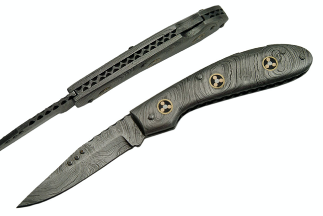 4" HANDMADE DAMASCUS MOSAIC PINS FOLDER