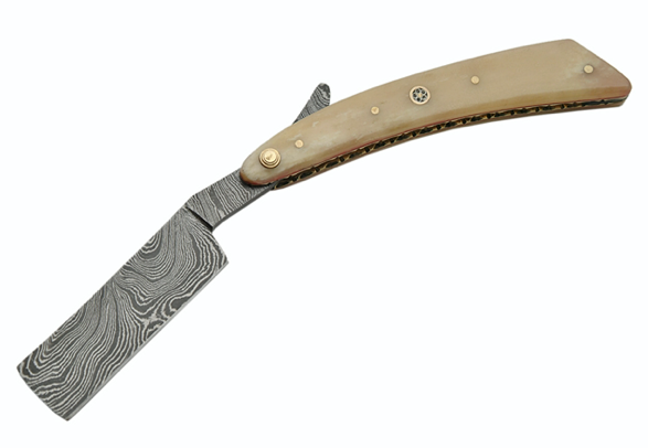 6" HANDMADE DAMASCUS BONE HANDLE RAZOR
