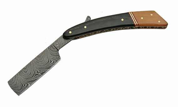 6.25" HANDMADE DAMASCUS WALNUT/HORN RAZOR