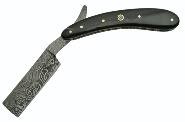 6.25" HANDMADE DAMASCUS BLACK HANDLE RAZOR