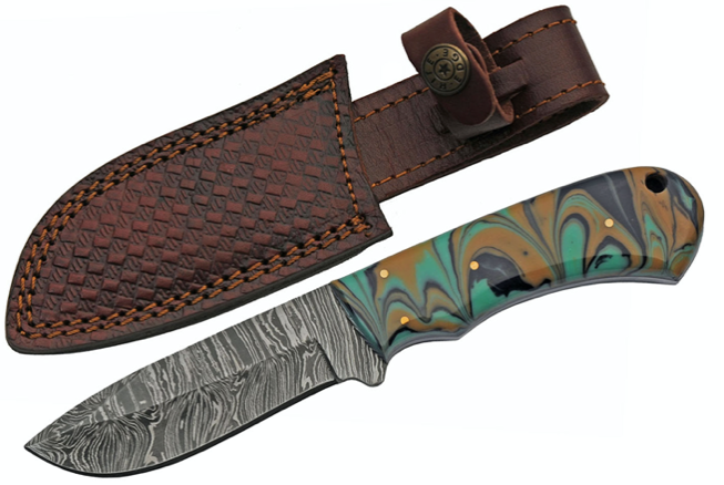 8” HANDMADE DAMASCUS STORM HUNTER HANDLE (multiple colors)