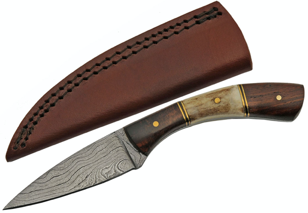 7” HANDMADE DAMASCUS PATCH STAG/WOOD