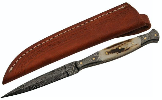 8.5" HANDMADE DAMASCUS STAG SLIM DAGGER