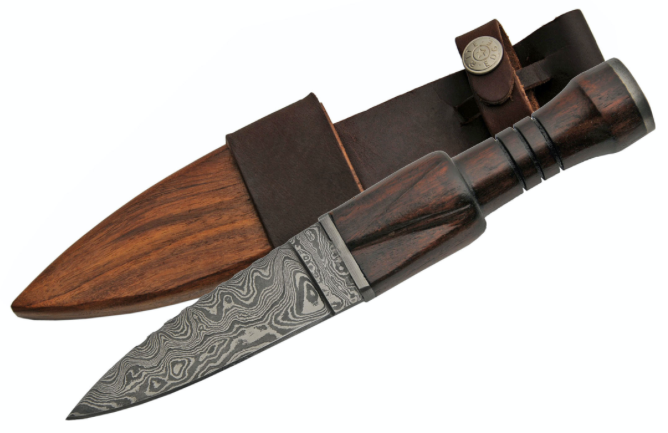 9.5" HANDMADE DAMASCUS WOOD SGIAN DUBH