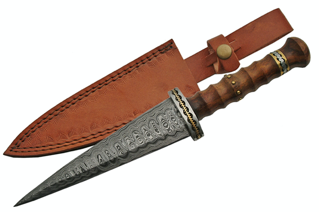 12" HANDMADE DAMASCUS DIRK WOOD HANDLE