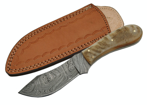 9" HANDMADE DAMASCUS RAM HORN SKINNER