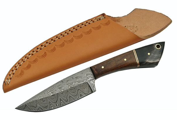 8" HANDMADE DAMASCUS WALNUT SKINNER (multiple colors)