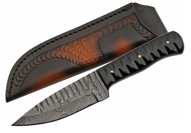 9" HANDMADE DAMASCUS SHARKTOOTH KNIFE (multiple colors)