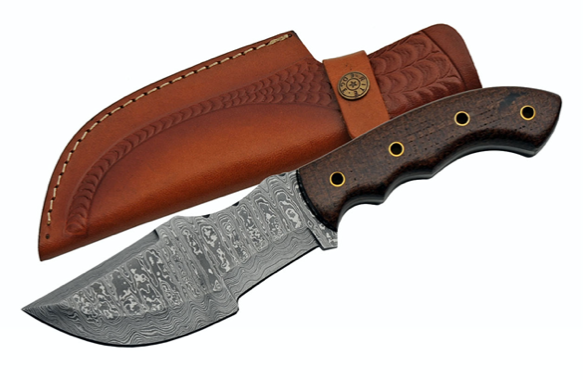 10" HANDMADE DAMASCUS BROWN MICARTA TRACKER