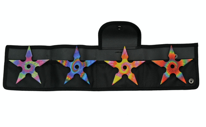 4" 4 PIECE TIE DYE THROWING STAR SET