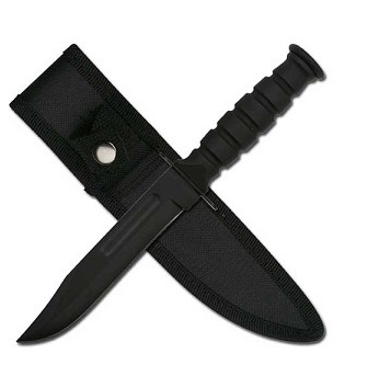 7.5" Black Stainless Steel Fixed Blade Knife