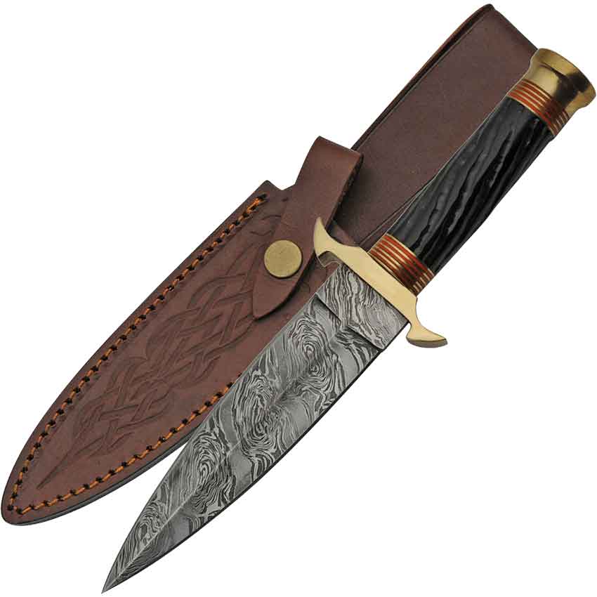 10.5" HANDMADE DAMASCUS TWISTED HORN DAGGER (multiple colors)