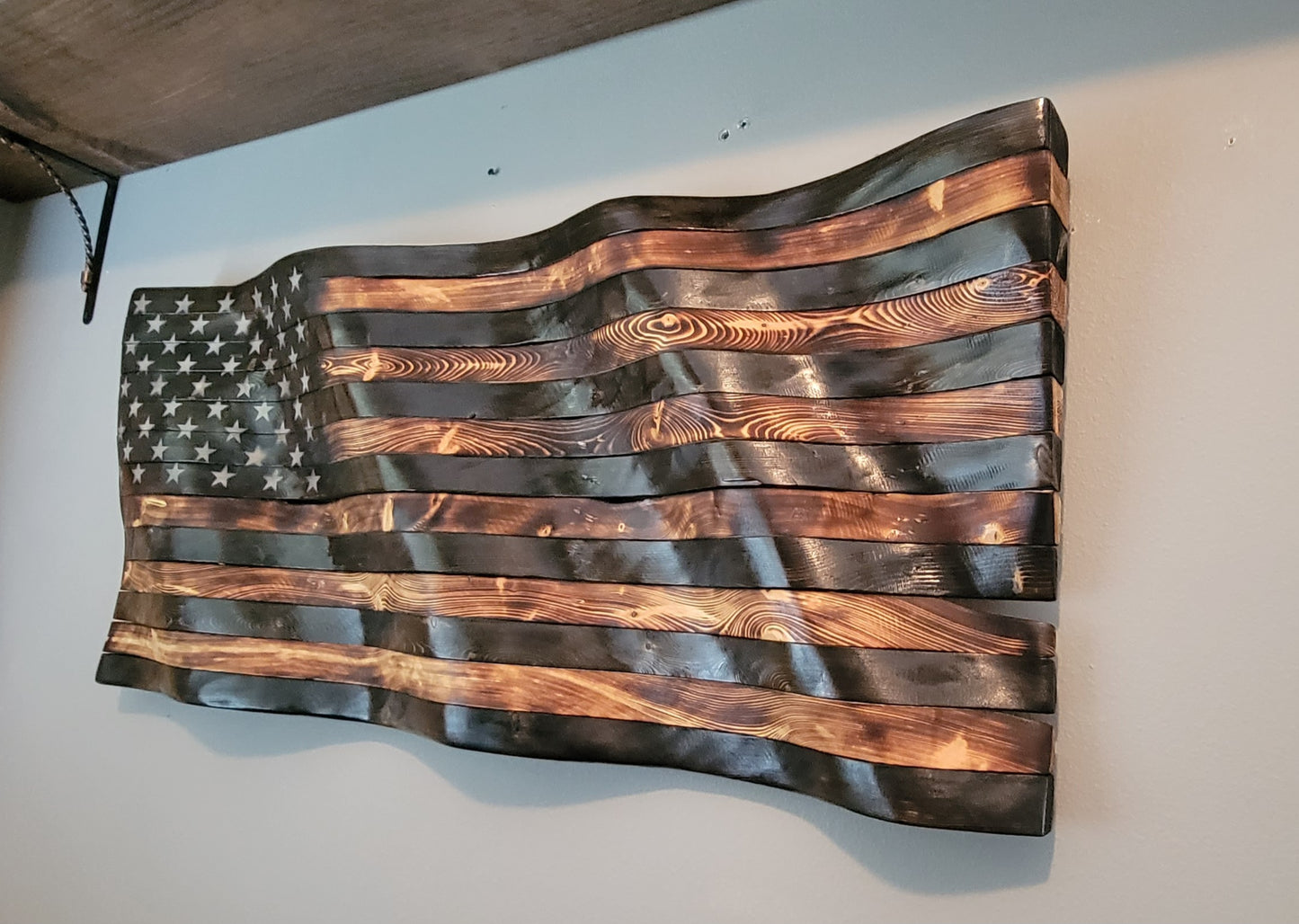 Wavy American Wooden Flag