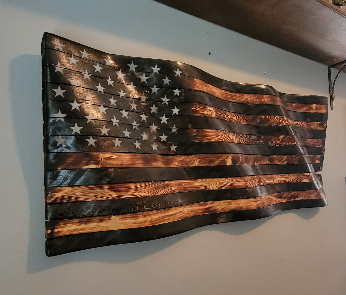 Wavy American Wooden Flag