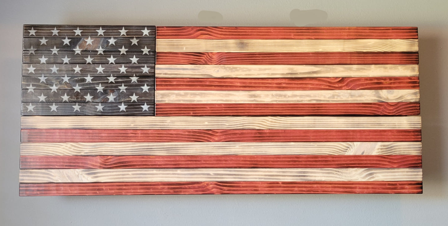 Concealed Cabinet 3 Door Wooden American Flag