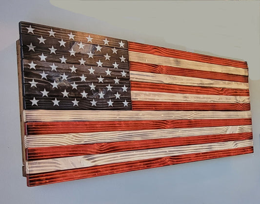 Concealed Cabinet 3 Door Wooden American Flag