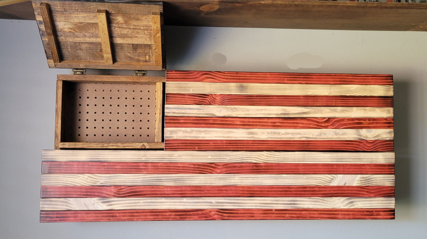 Concealed Cabinet 3 Door Wooden American Flag