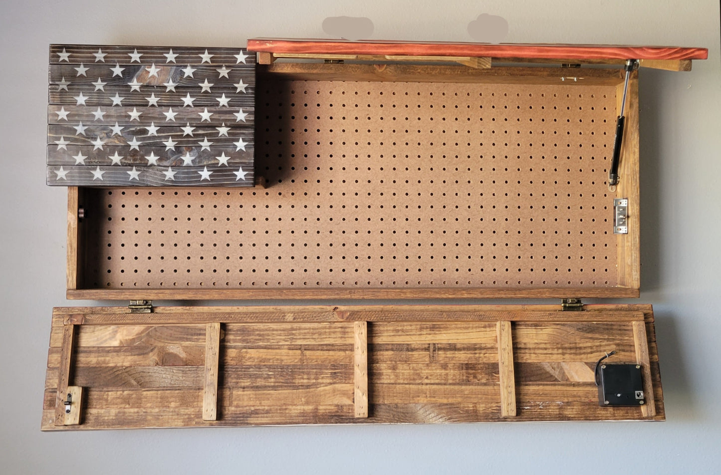 Concealed Cabinet 3 Door Wooden American Flag