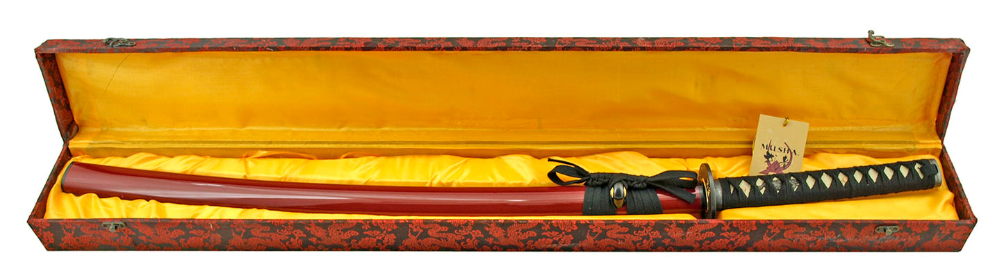 40.5" Professional Musha Samurai Katana Sword - Black and Red - SHARP