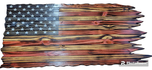Jagged Wooden American Flag