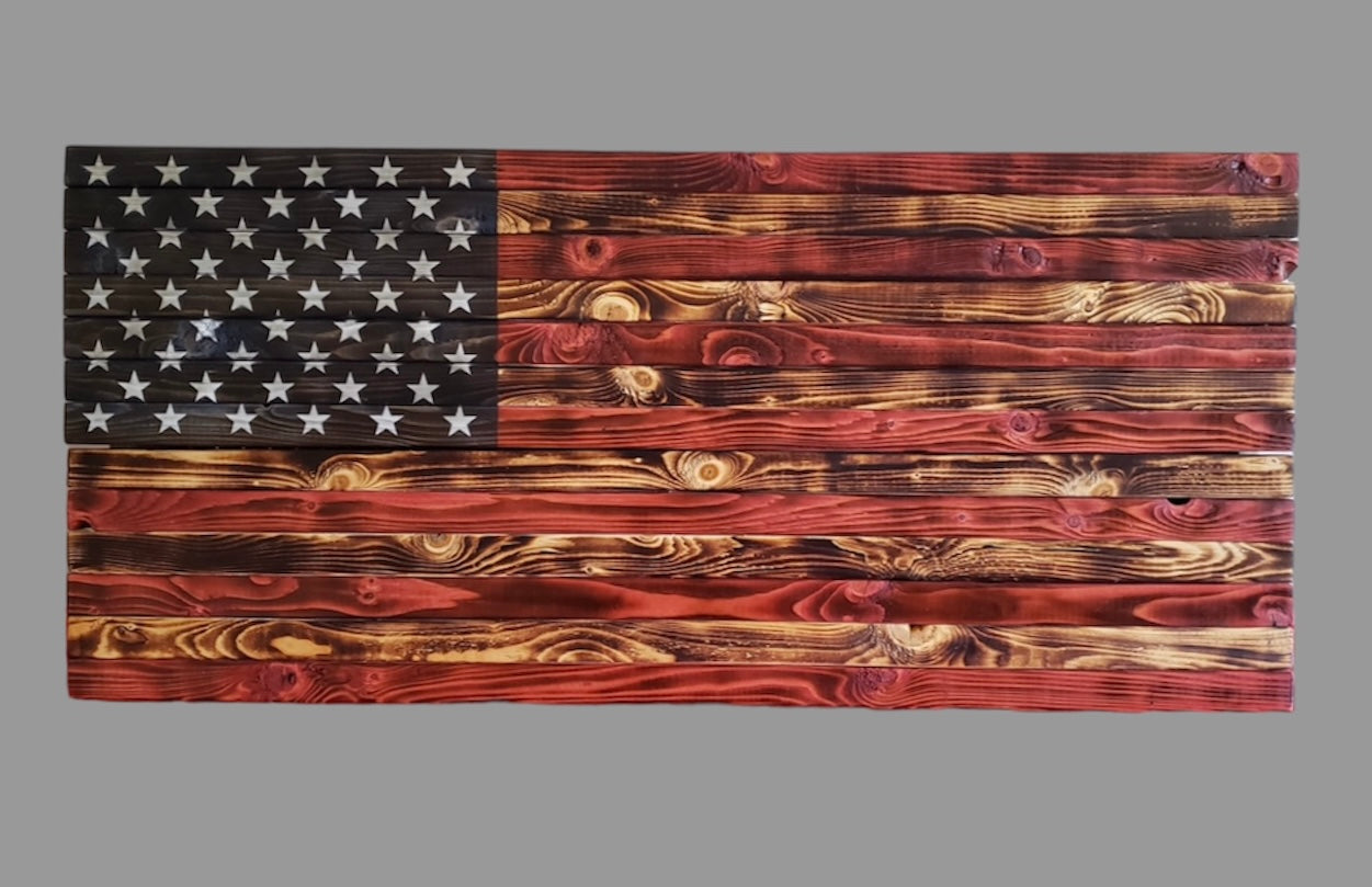 Concealed Cabinet 2 Door Wooden American Flag