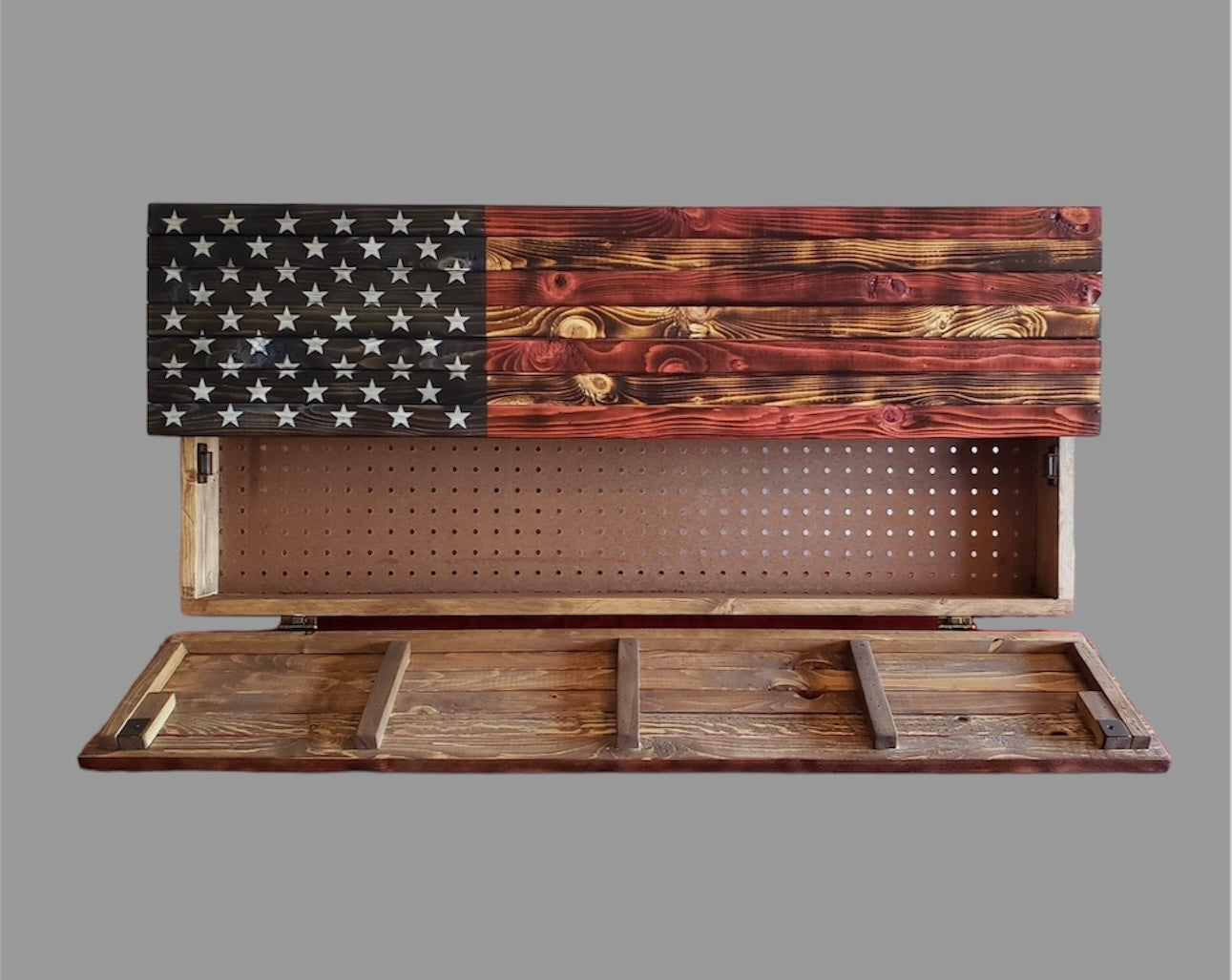 Concealed Cabinet 2 Door Wooden American Flag