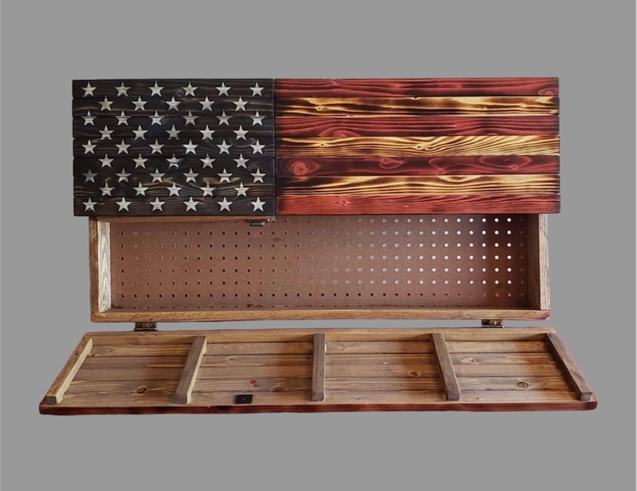 Concealed Cabinet 3 Door Wooden American Flag