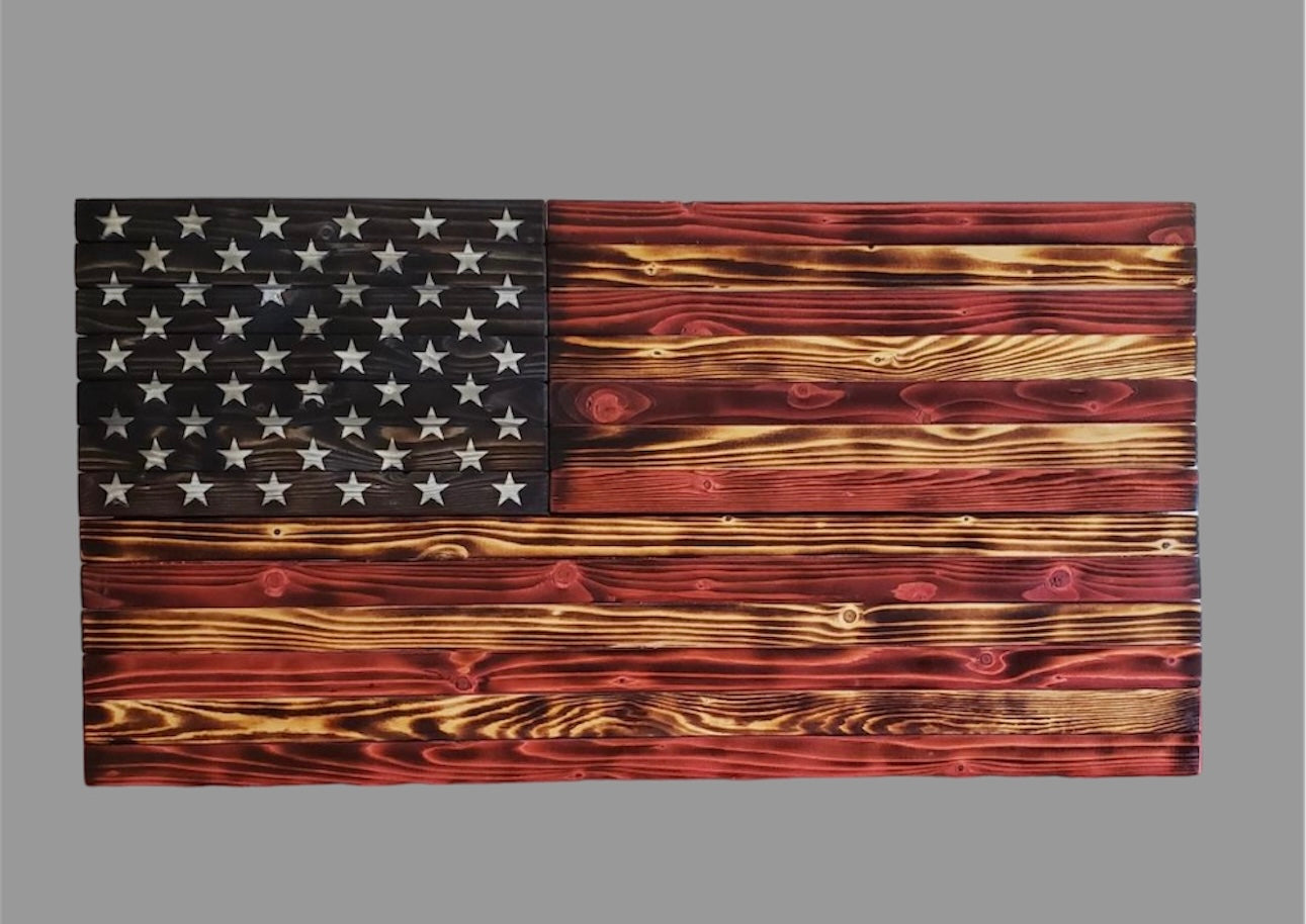 Concealed Cabinet 3 Door Wooden American Flag