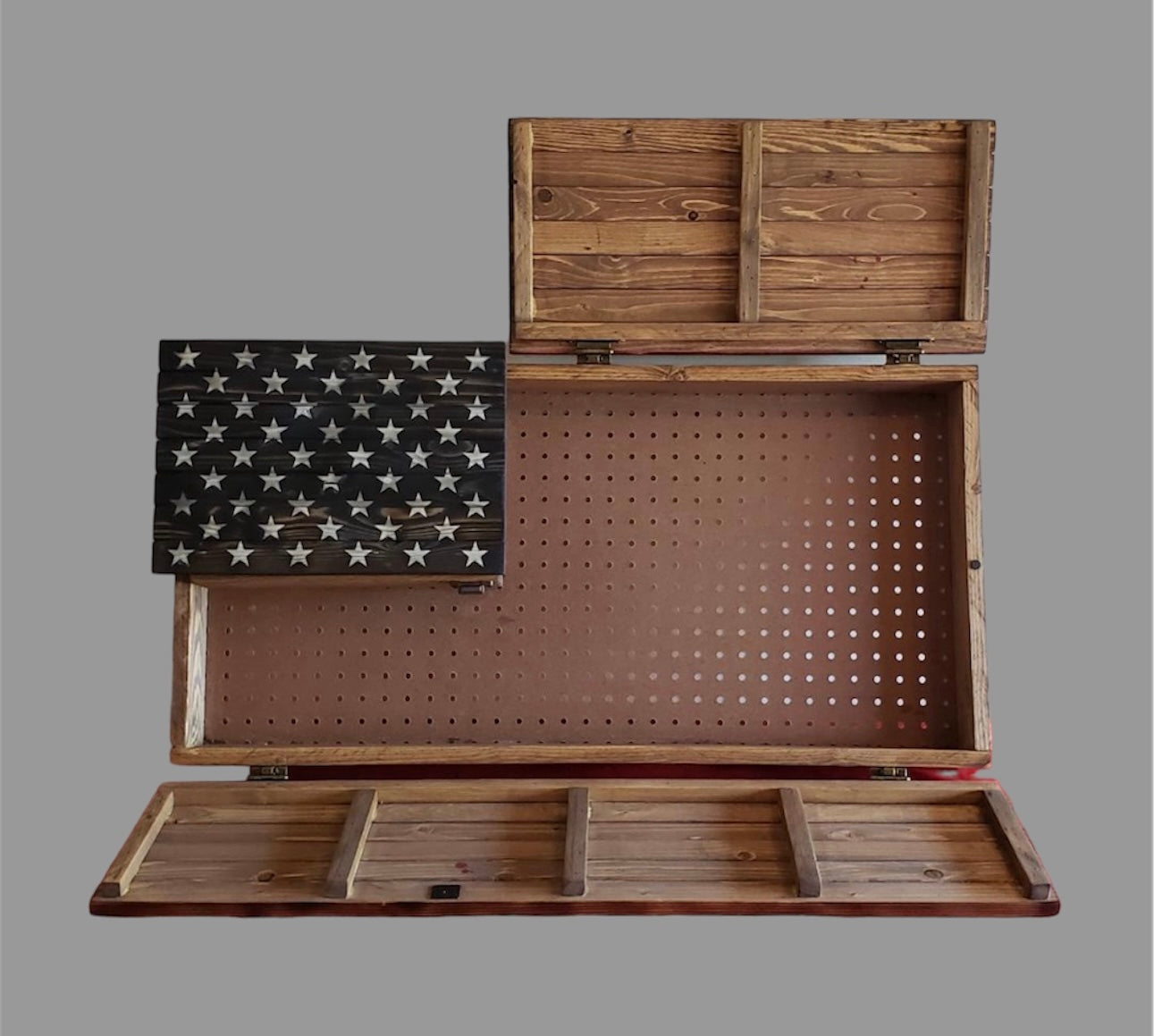 Concealed Cabinet 3 Door Wooden American Flag