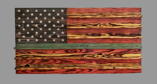 Green Line Wooden American Coin Holder Flag