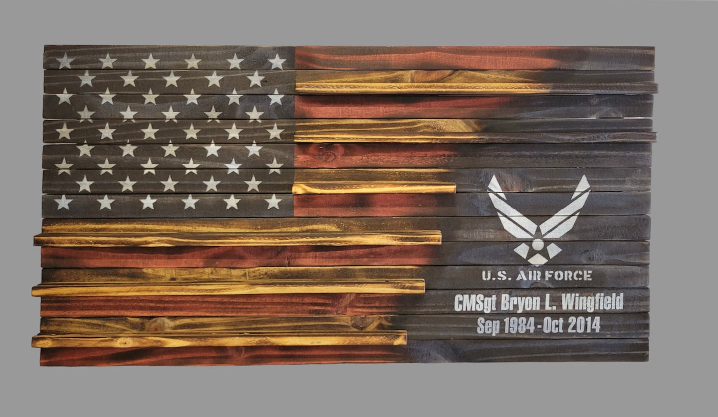 Custom Military Wooden American Coin Holder Flag