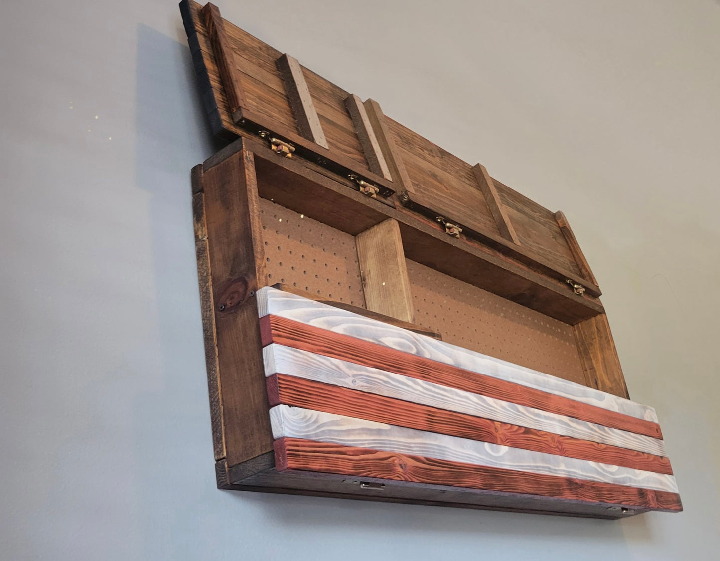 Concealed Cabinet 3 Door Wooden American Flag