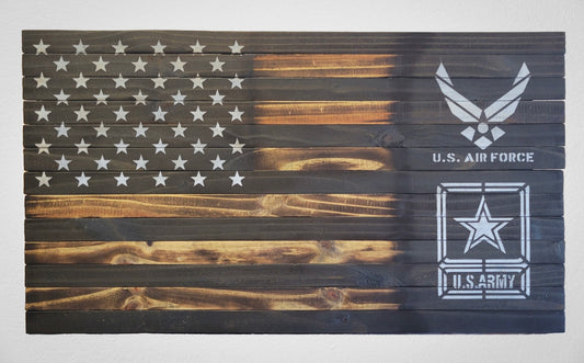 U.S. Air Force and U.S. Army Wooden American Flag