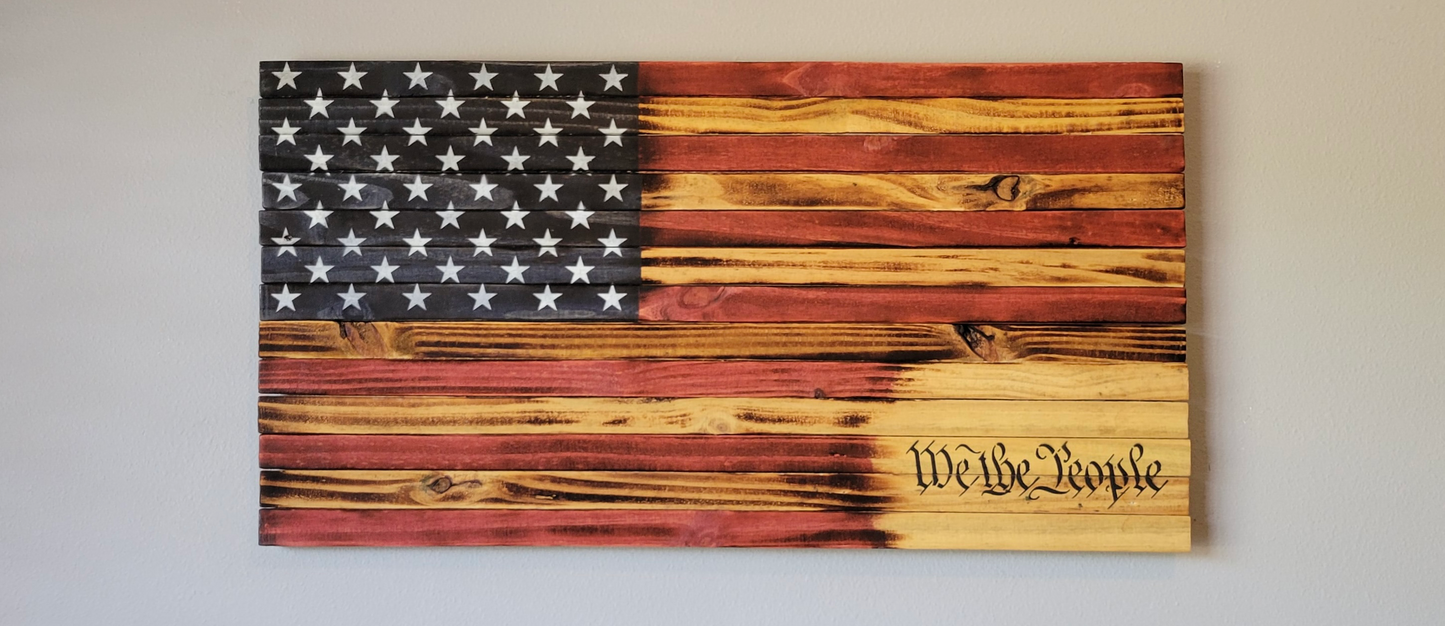 "We The People" Wooden American Flag