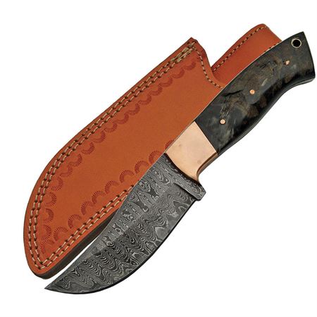 9" HANDMADE DAMASCUS COPPER/ RAM SKINNER