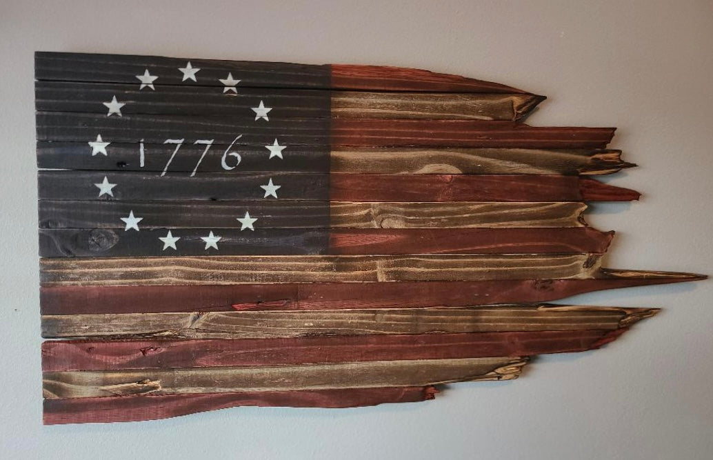 1776 Jagged Edge Wooden American Flag