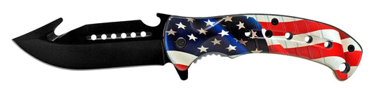 5" Gut Hook Spring Assisted - American Flag