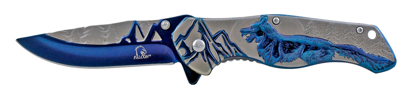 4.75" Heavy Duty Spring Assisted Wolf - Blue