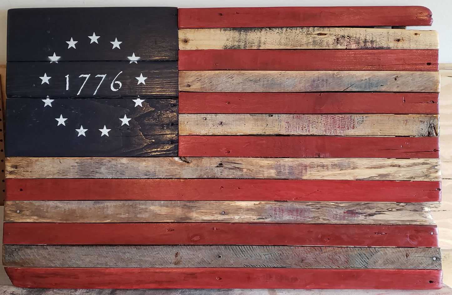 Large 5'x3' 1776 Wooden American Flag