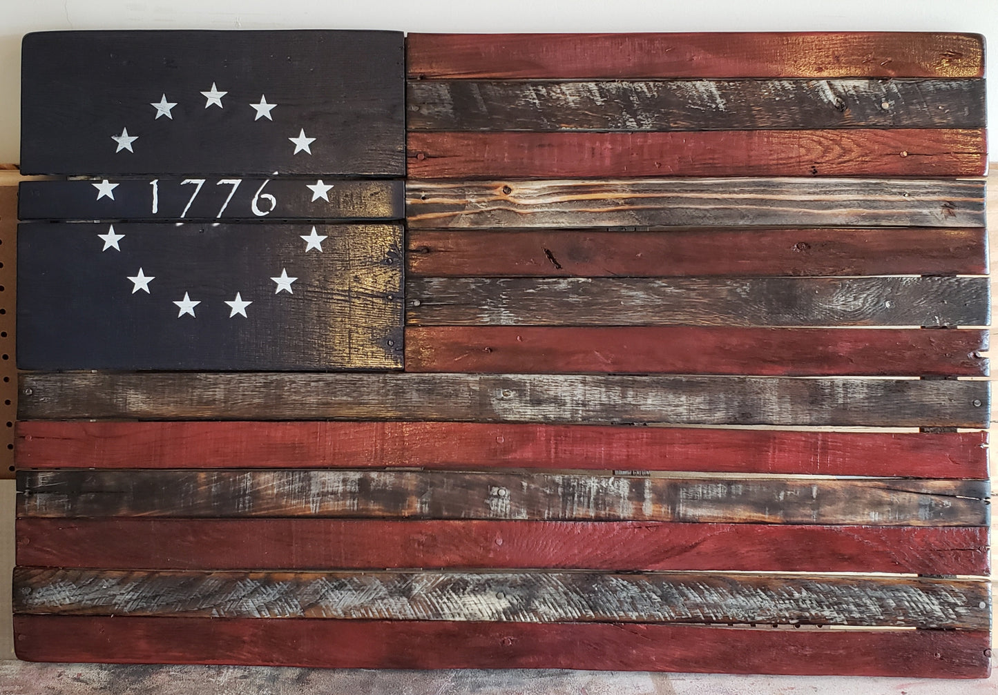 Large 5'x3' 1776 Wooden American Flag