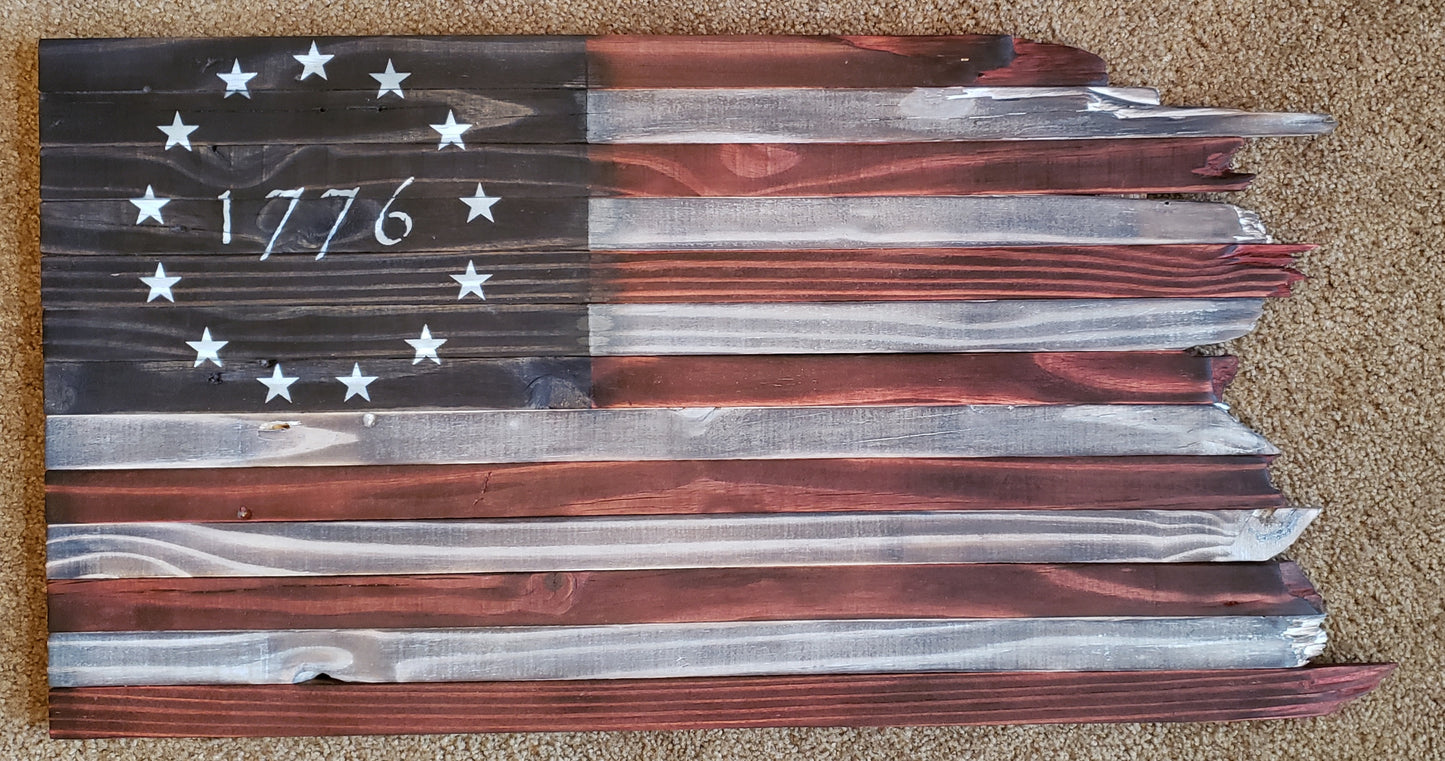 1776 Jagged Edge Wooden American Flag